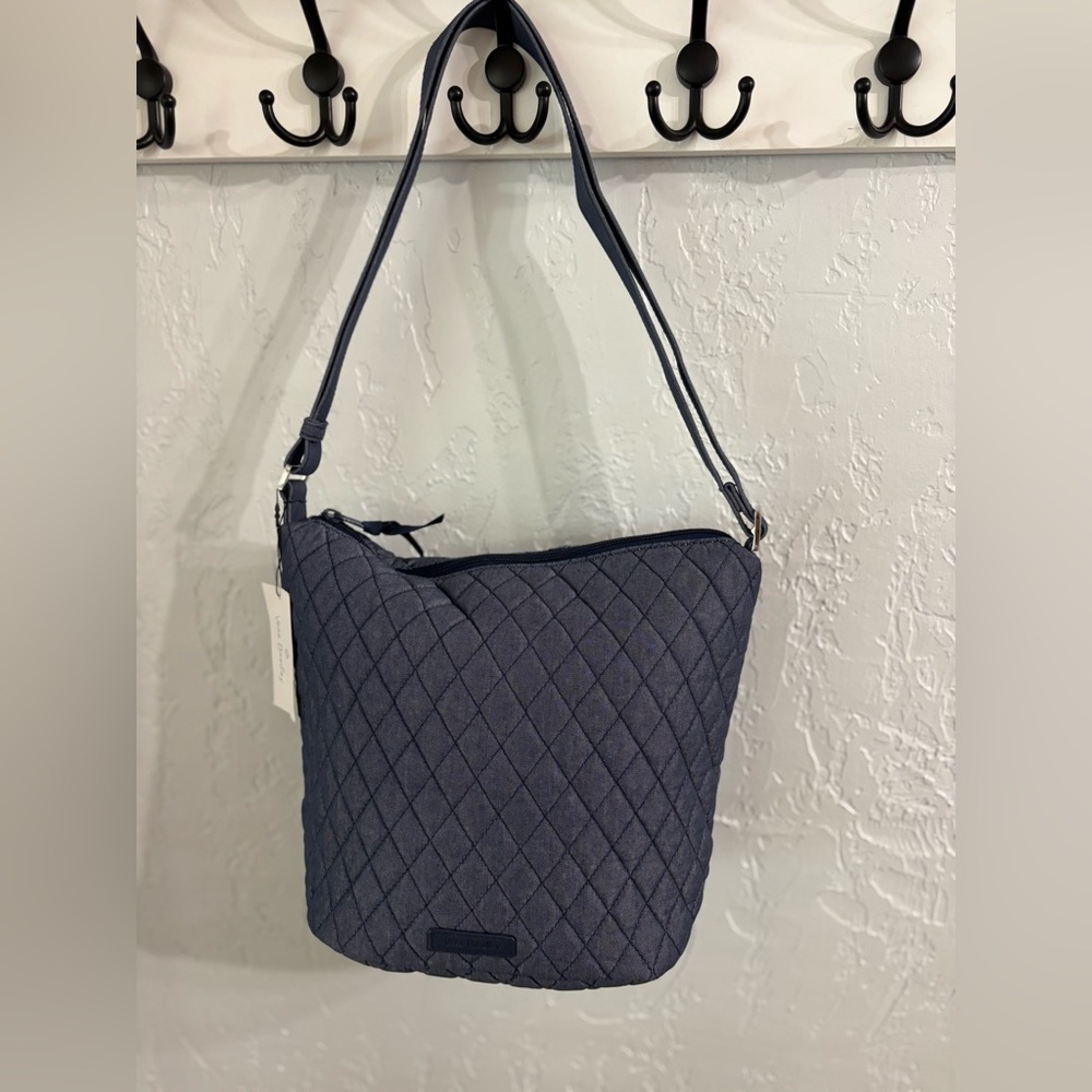 Vera Bradley Moonlight Navy Quilted Bucket Crossbody Bag Purse Women NWT